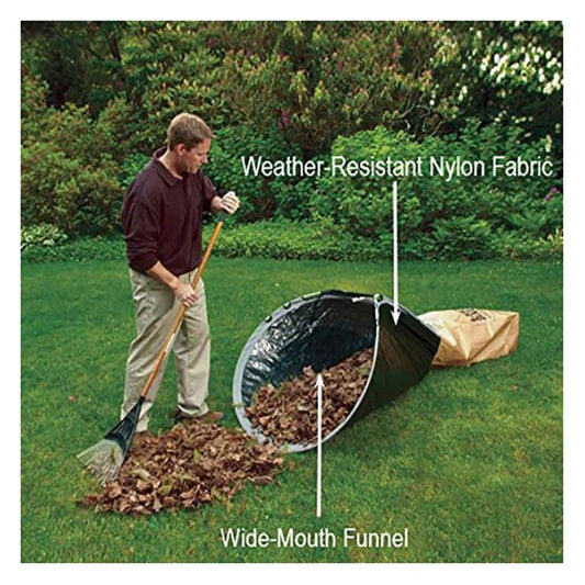 Green foldable leaf storage bag for garden clean-up, 140cm x 140cm