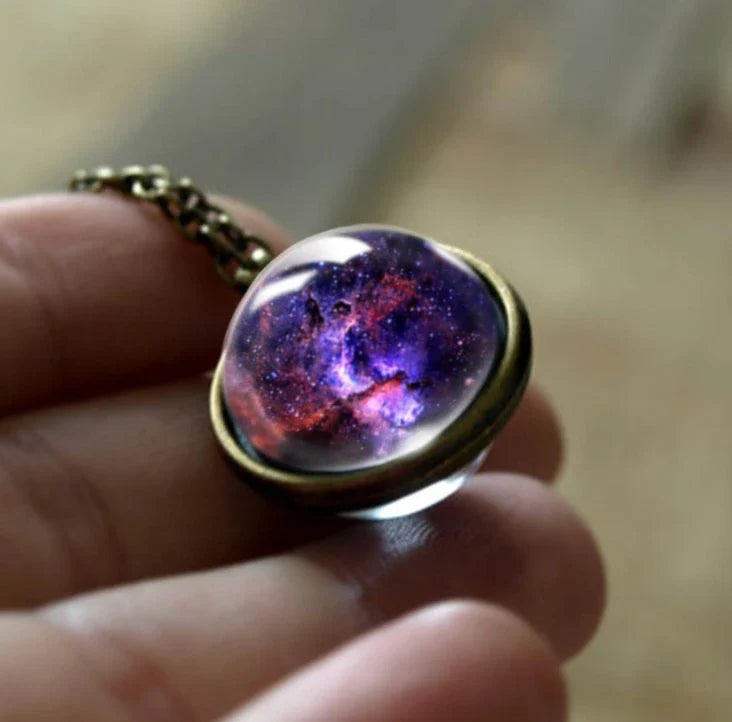 Ethereal Nebula Galaxy Double-Sided Pendant Necklace with Captivating Celestial Patterns