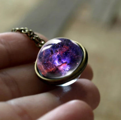 Ethereal Nebula Galaxy Double-Sided Pendant Necklace with Captivating Celestial Patterns