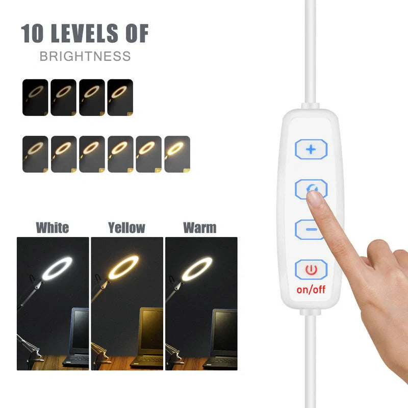 USB Magnifier LED Soldering Magnifying Glass with heavy round base and adjustable brightness