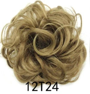 Synthetic wavy curly messy hair bun for women, 12cm diameter, high temperature wire