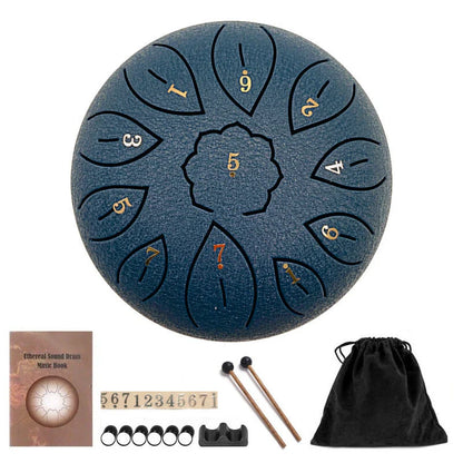 6-inch 11-tone Ethereal Steel Tongue Drum in various colours, a unique and mesmerising musical instrument