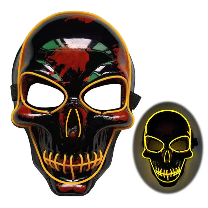 Spooktacular LED Skeleton Mask in a variety of vibrant colours, featuring four lighting modes for the perfect eerie ambiance