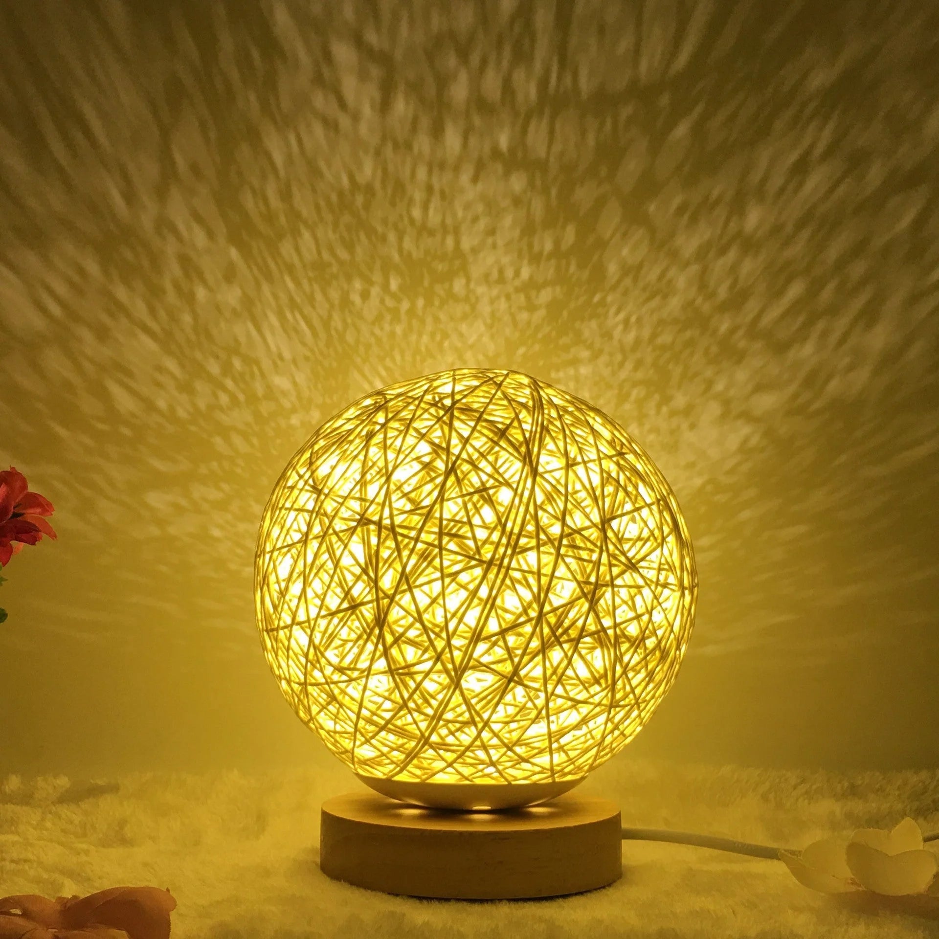 Creative Linen Table Lamp with LED Intelligent USB7 Colour RGB16 Remote Control