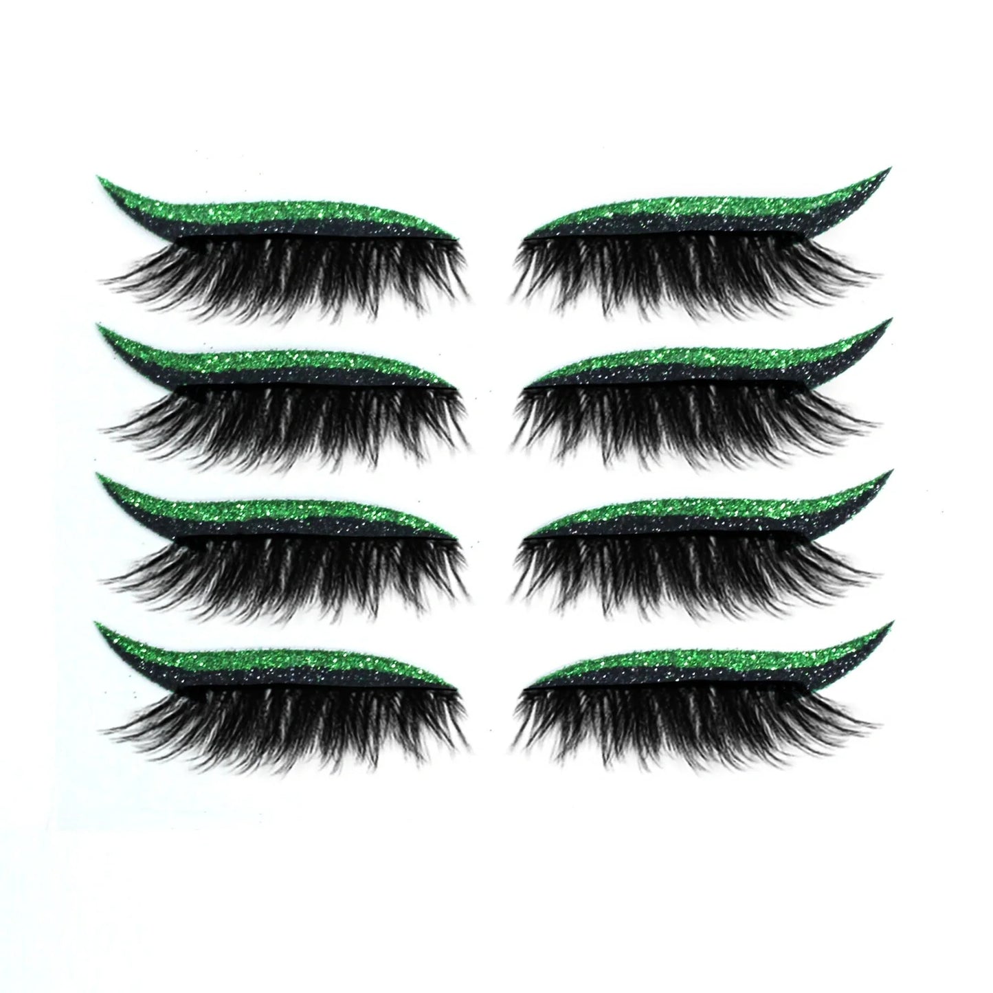 Glitter eyeliner stick and false eyelash set in various colours for eye makeup enhancement