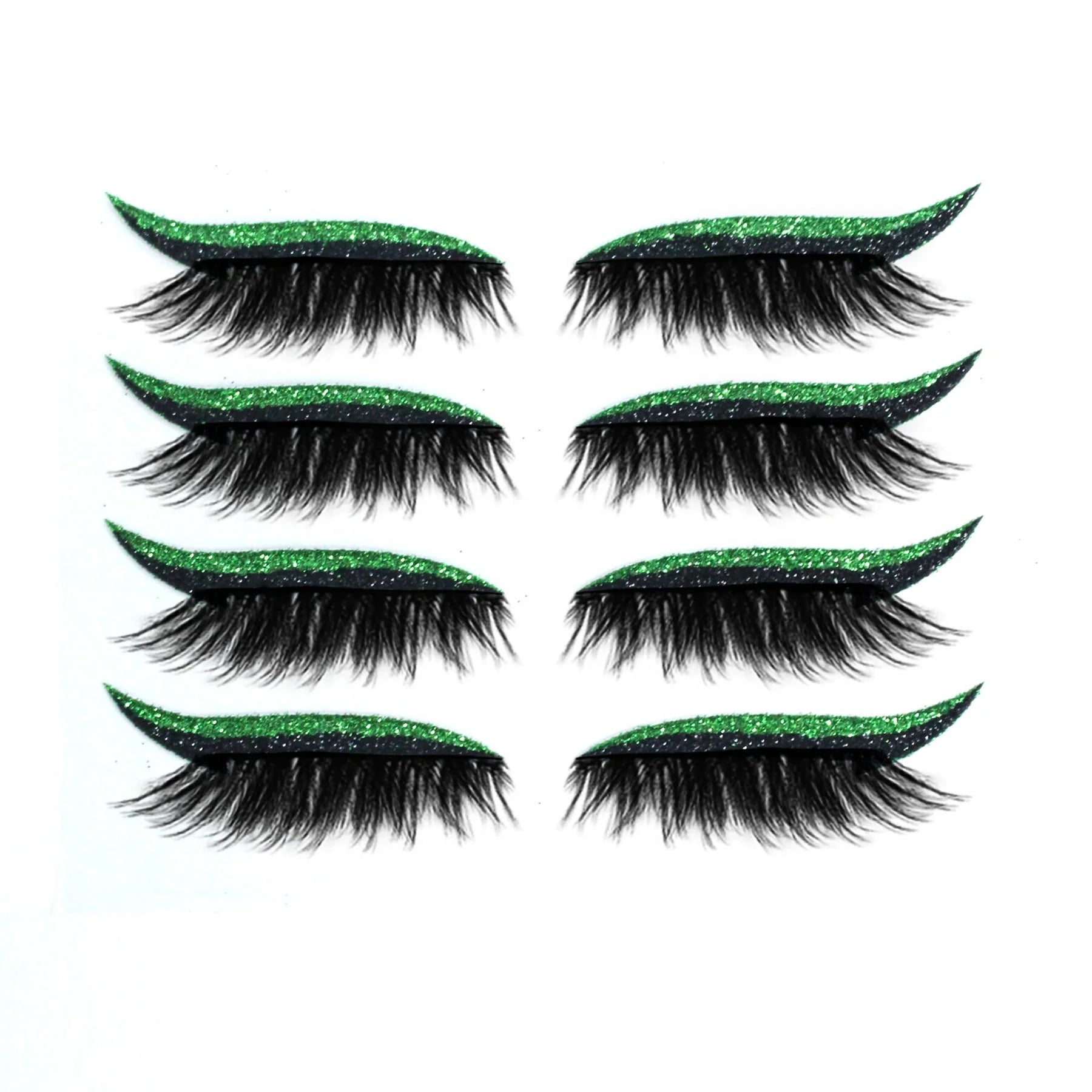 Glitter eyeliner stick and false eyelash set in various colours for eye makeup enhancement