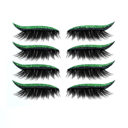 Glitter eyeliner stick and false eyelash set in various colours for eye makeup enhancement