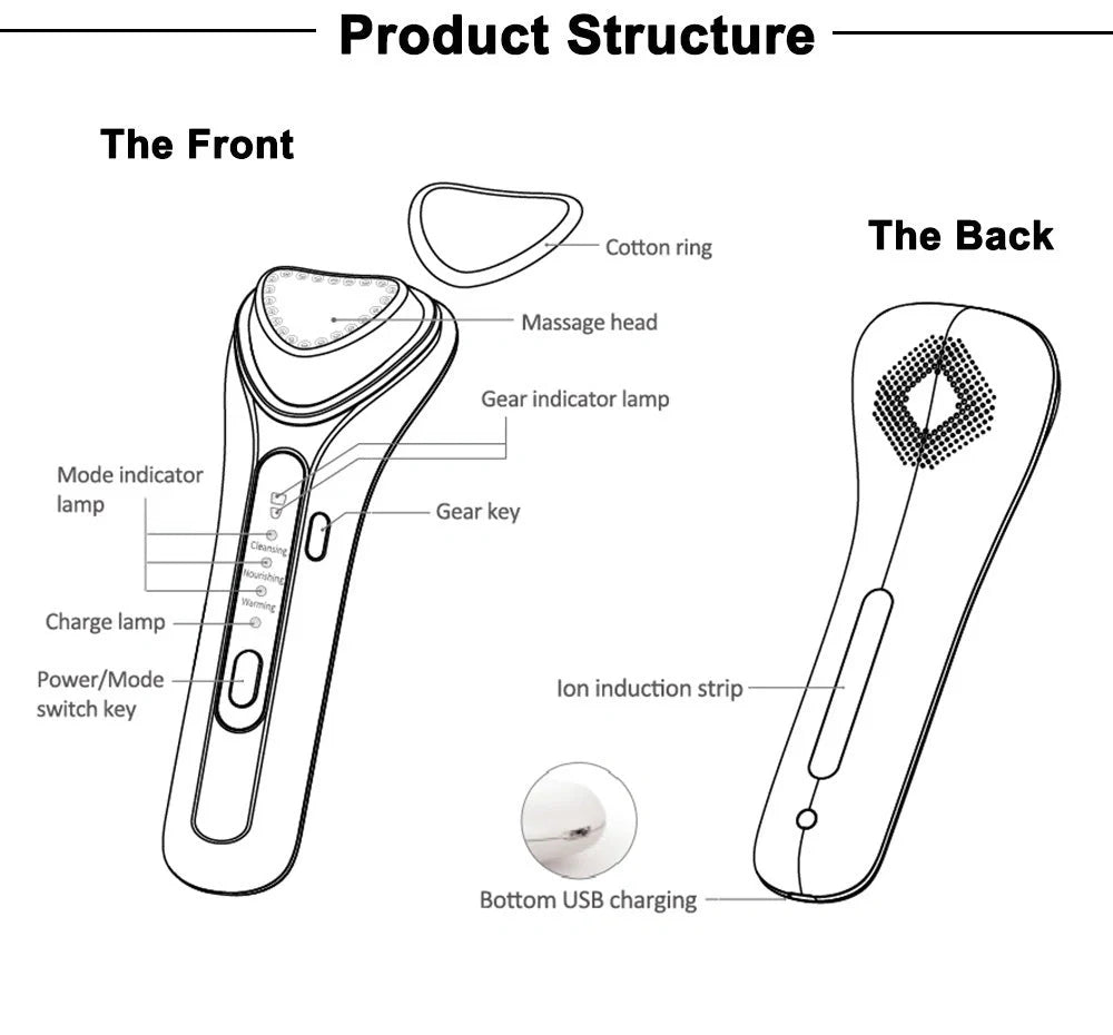 Electric Ultrasonic Facial Beauty Device in white, compact and efficient for daily skincare