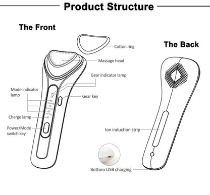 Electric Ultrasonic Facial Beauty Device in white, compact and efficient for daily skincare