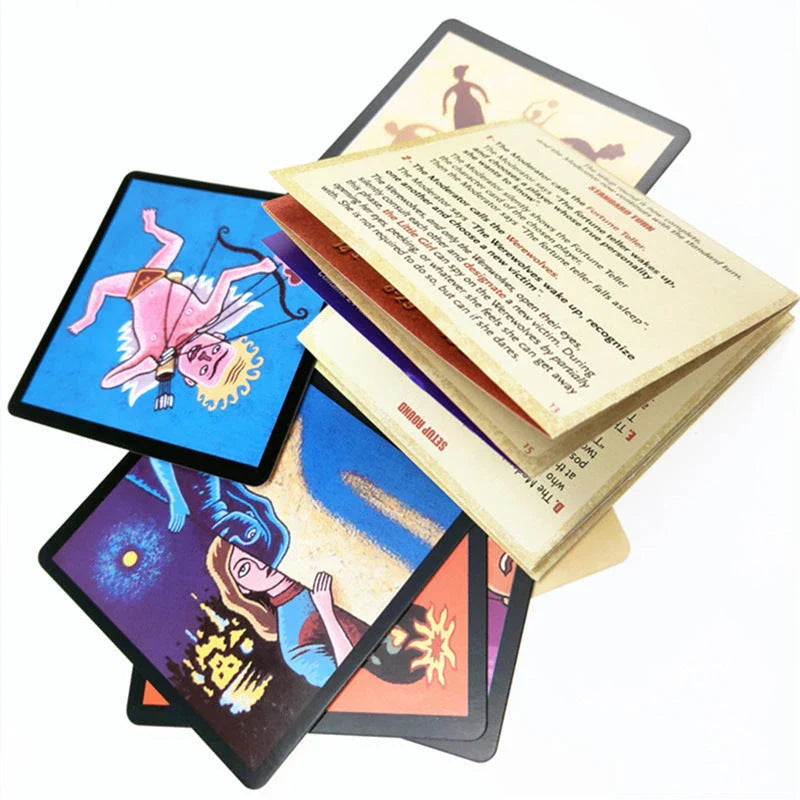 Vibrant Werewolf party board game with English rules for 8-18 players, ages 10 and up
