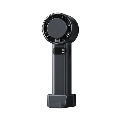 Stylish USB rechargeable handheld mini fan in black and gunmetal grey