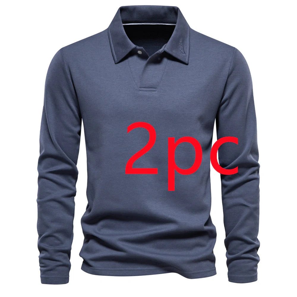 A versatile cotton polo shirt in a range of sophisticated colours, featuring a unique lapel design for a refined casual look.