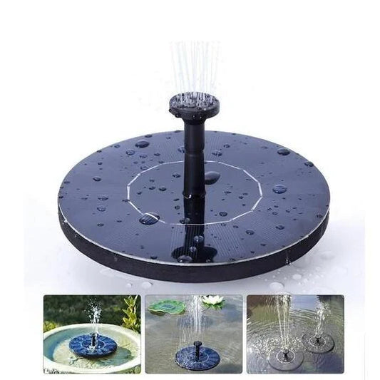 A solar-powered floating fountain with adjustable water jet heights, creating a mesmerising display in a British garden
