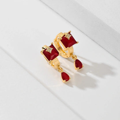 Copper-plated gold fashion earrings with water droplet design in various colours