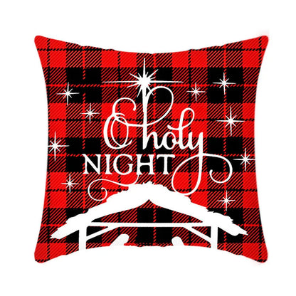 Merry Christmas cushion cover with elk and Santa Claus design in plush fabric