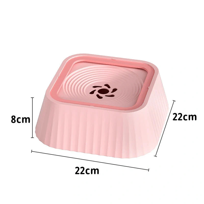 A premium floating pet bowl with a suspended water table design to prevent splashing and keep pets' faces dry