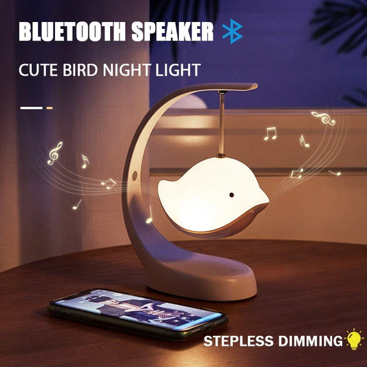 Soothing Bedside Lamp: Multi-Color Dimmable LED Bird Night Light with Stepless Dimming and USB Charging