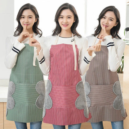 Stylish water-resistant apron with adjustable neck strap, front pockets, and durable Oxford cloth and polyester velvet construction