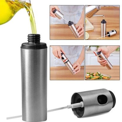 Stainless steel cooking spray oil mister for even oil distribution and controlled usage
