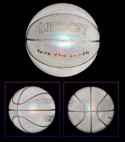 Luminous glow-in-the-dark basketball with reflective design for night games and outdoor activities