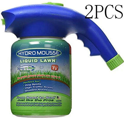 Premium hydro-seeding system with spray head and liquid mousse for effortless lawn rejuvenation