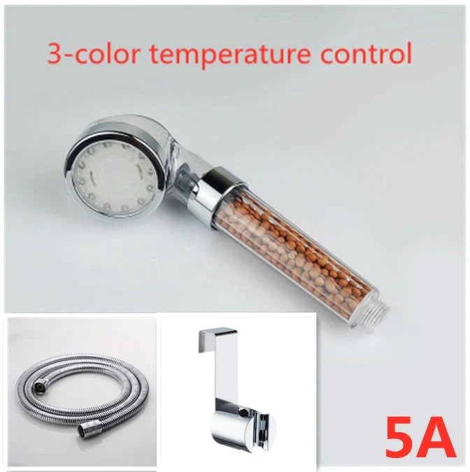Color Changing LED Shower Head with temperature display and high-pressure flow