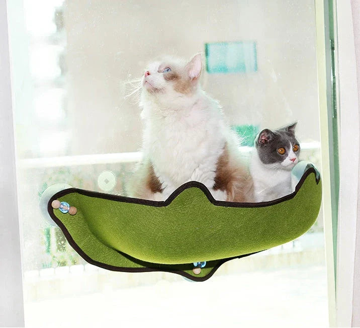 Cozy window-mounted cat hammock with soft, breathable felt cloth and powerful suction cups for easy installation on any flat surface