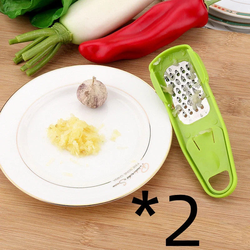 Eco-friendly garlic press and seasoning grinder in rose and green