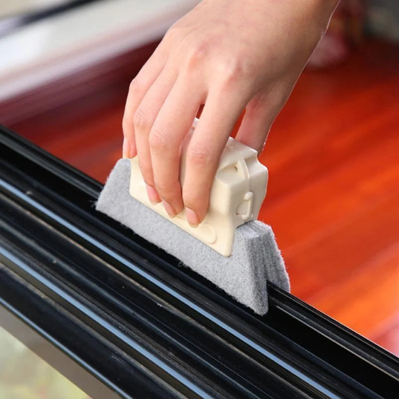 Creative Window Groove Cleaning Gap Brush Slot Cleaner in beige, light grey, and blue