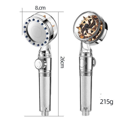 Premium high-pressure shower head with turbo boost technology, water filtration, and durable ABS and stainless steel construction