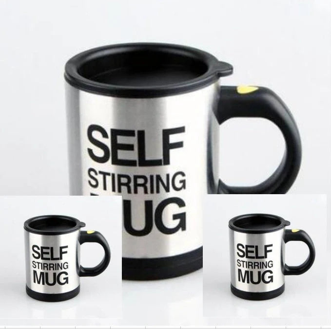 304 stainless steel self-stirring mug with magnetic mixer in various colours