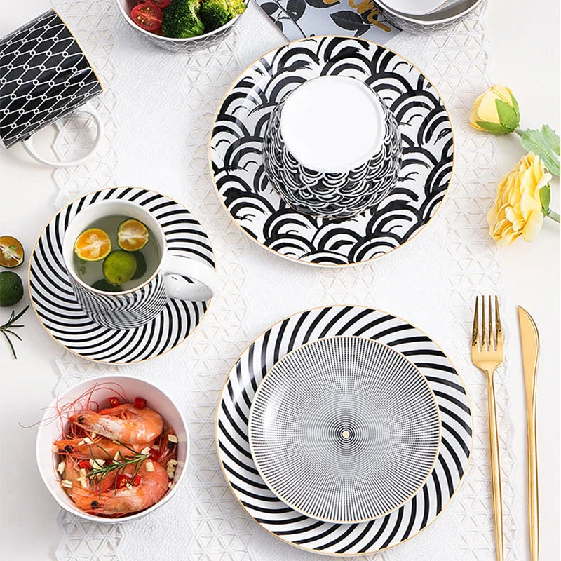 8-inch Nordic style geometric ceramic plate for modern dining