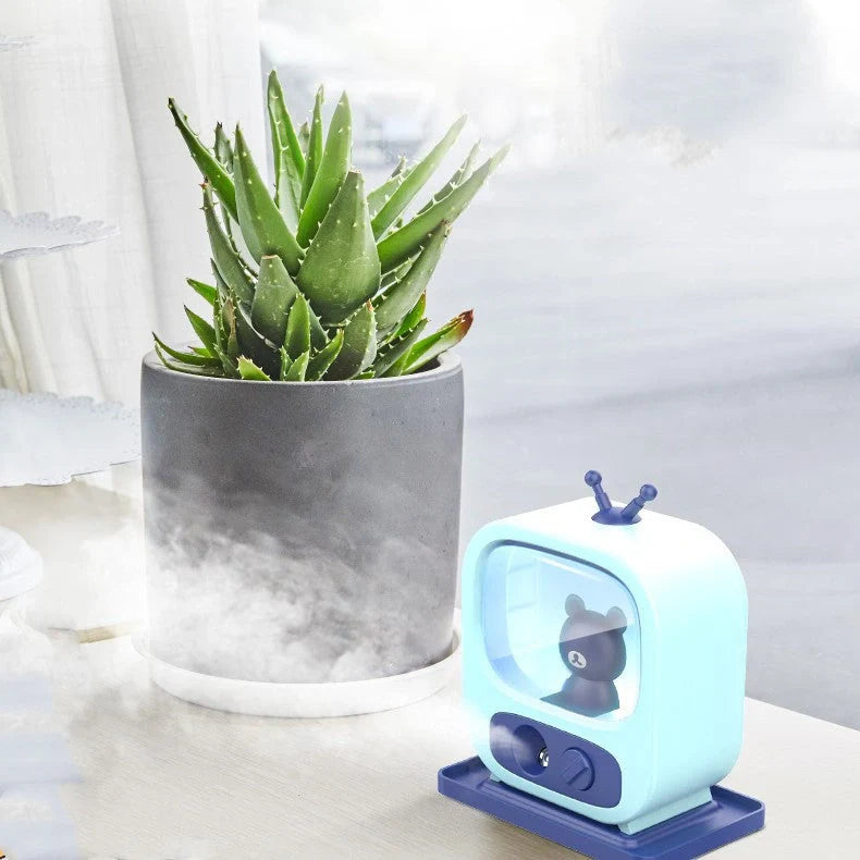 USB Mini Air Humidifier in green, pink, and blue with night lights