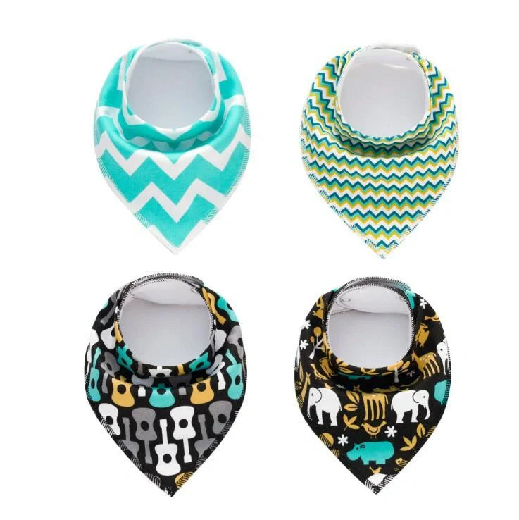 Stylish baby bibs set with arrow, wave, and triangle prints, perfect for keeping your baby clean and fashionable.