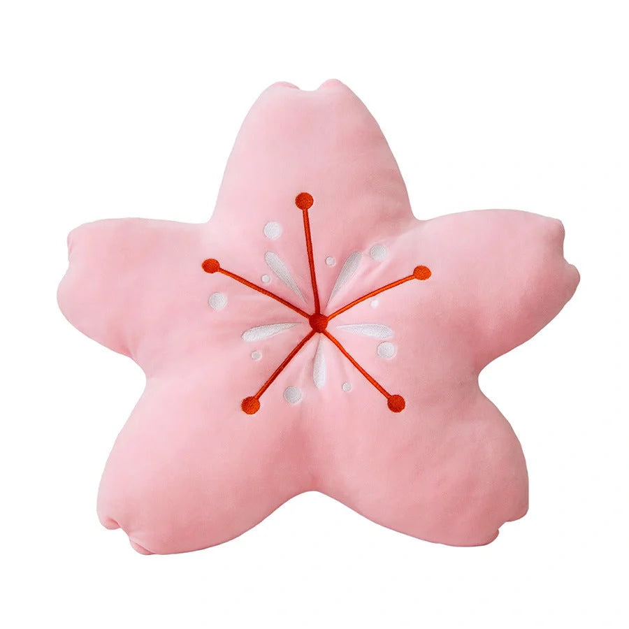 Cherry blossom plush cushion in blue, pink, or yellow for home decor