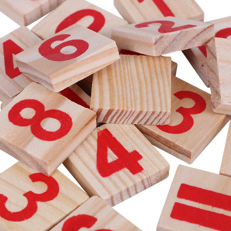 Natural wood Montessori math toys for children over 3 years, 48 pieces