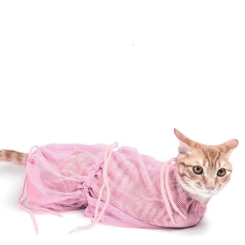 Anti-Bite Shower Bag for Cats in multiple colours, making bath time stress-free