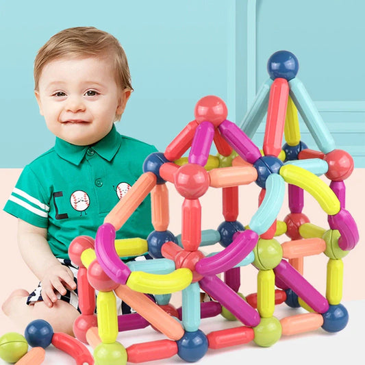 Colourful magnetic building blocks for children, educational toy with 50-100 pieces