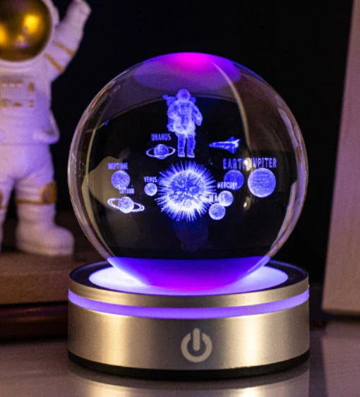 Captivating 3D crystal night lamp with intricate patterns and warm, soothing LED illumination for enchanting home decor