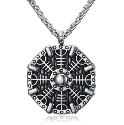 Vintage Norse rune necklaces for men, featuring a range of intricate Viking symbols and designs crafted from premium stainless steel