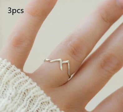 Unique mountain-shaped copper ladies' ring with antibacterial properties