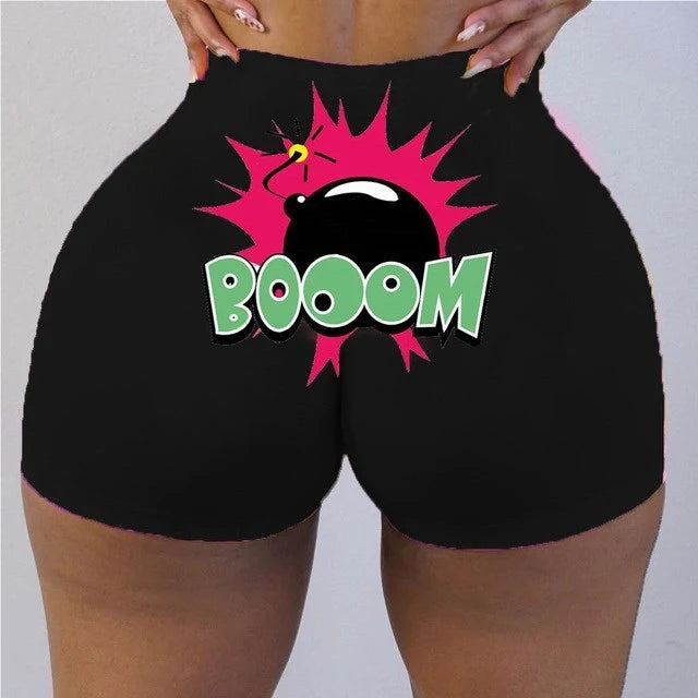 Plus size cotton graphic biker shorts in multiple colours