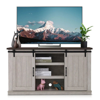Vintage khaki TV cabinet with wood grain finish for living room