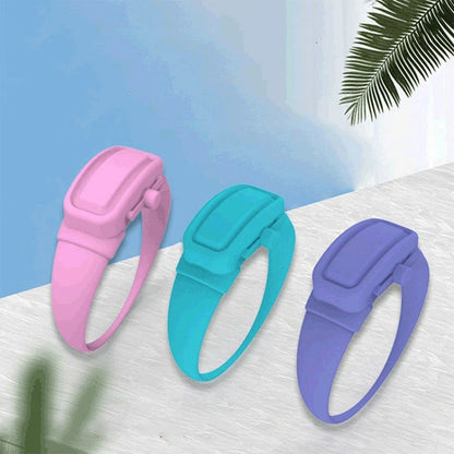 Premium wearable hand sanitiser dispenser bracelet in various colours, made with durable silicone TPU material