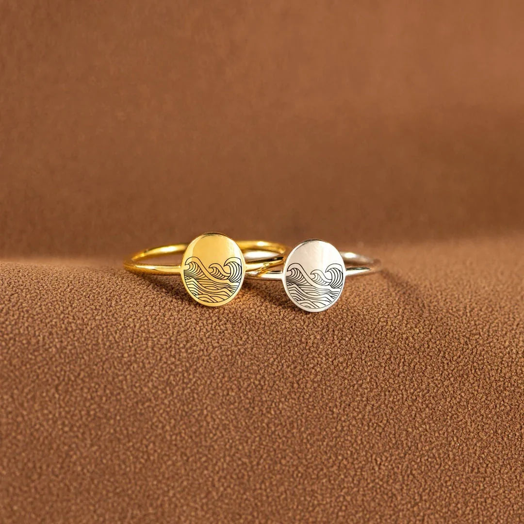 Elegant 925 Sterling Silver Storm Wave Ring in White or Yellow Gold for UK Women's Fashion