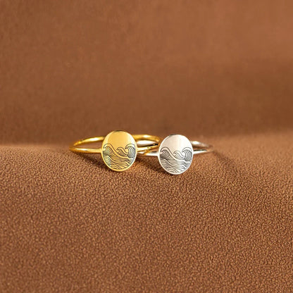 Elegant 925 Sterling Silver Storm Wave Ring in White or Yellow Gold for UK Women's Fashion