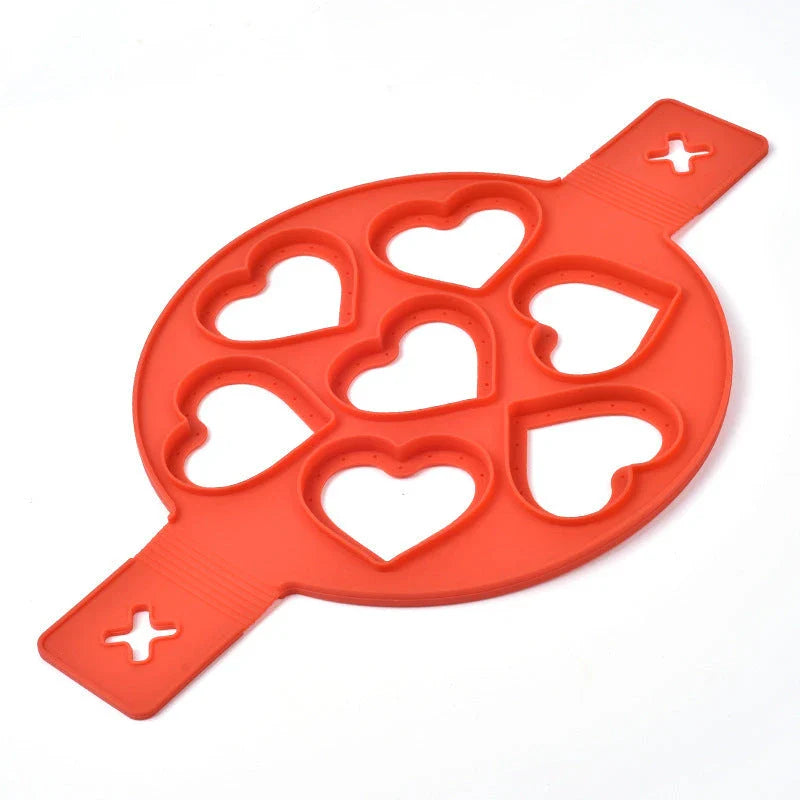 Red Silicone Pancake Mold with Various Shapes for Easily Making Perfect Pancakes at Home