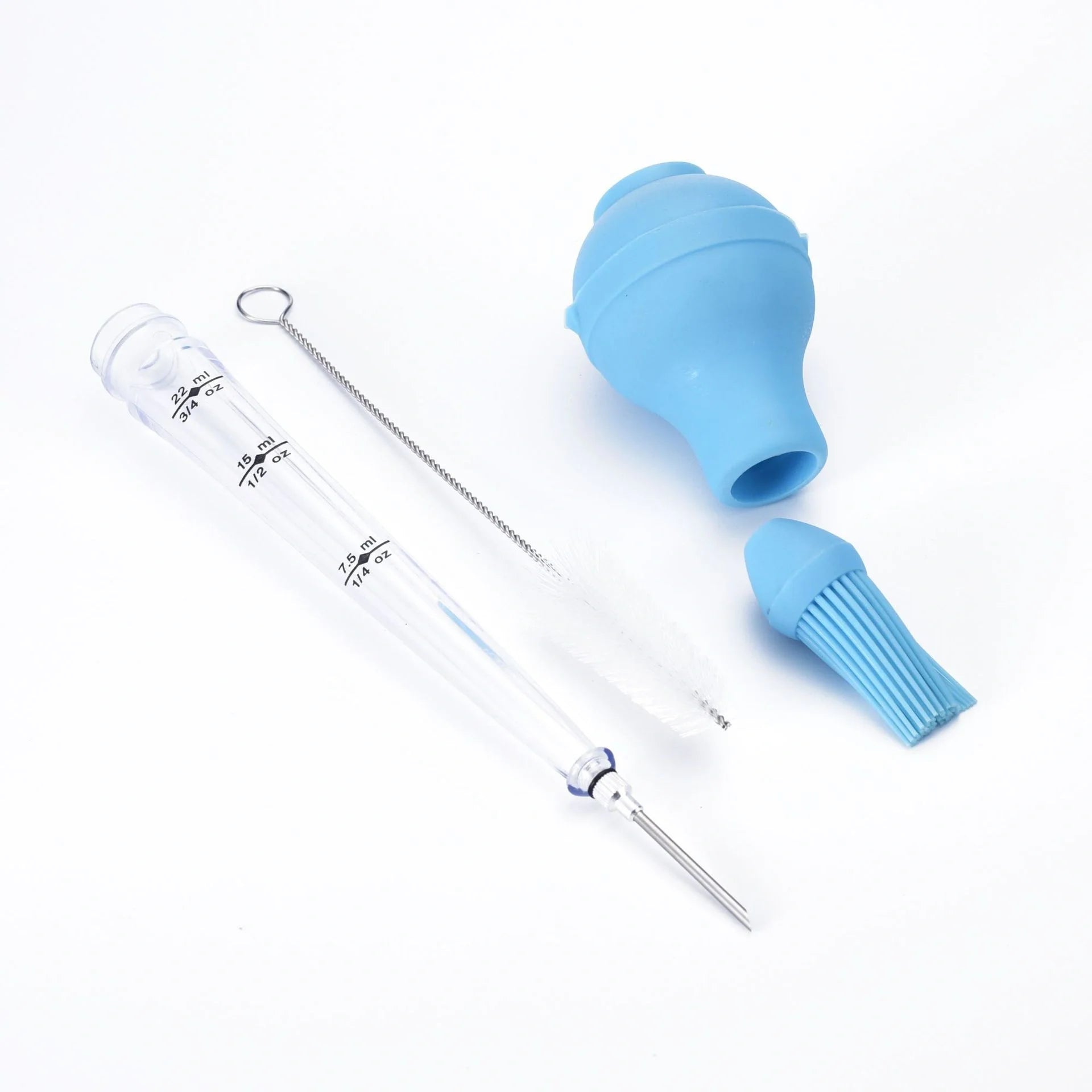 Drip oil seasoning tube with cleaning brush, 6.4X31.5cm, available in blue, green, and red
