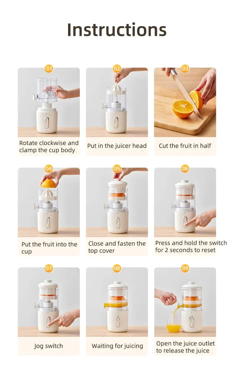 Versatile wireless electric juicer with USB charging, suitable for a variety of fruits and vegetables