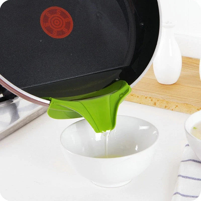 Silicone Soup Funnel - Spill-Proof Kitchen Helper with Radian Design and Flexible Silicone Construction